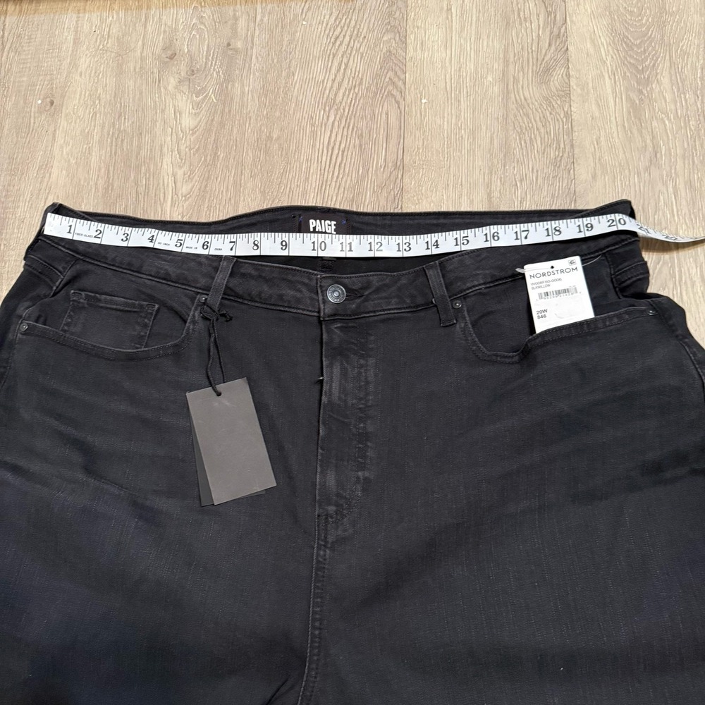 Paige Denim Sarah Slim Leg High Rise Black Willow Jeans Plus Size Women 20W - Picture 13 of 13